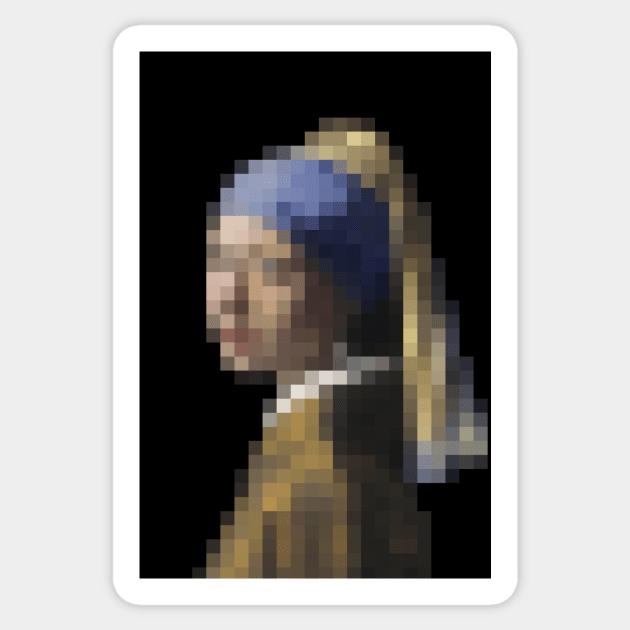 Vermeer Girl with a Pearl Earring - Pixel Art Sticker by shamila